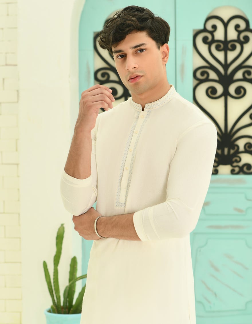 CREAM BLENDED KAMEEZ SHALWAR | JTKS-A-46346