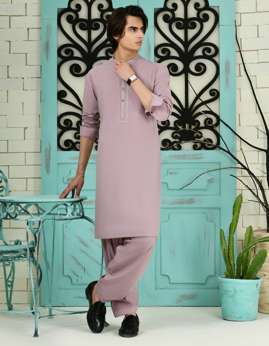 Tea Pink Polyester Teen Boy's Kameez Shalwar | Jtks-S-34739