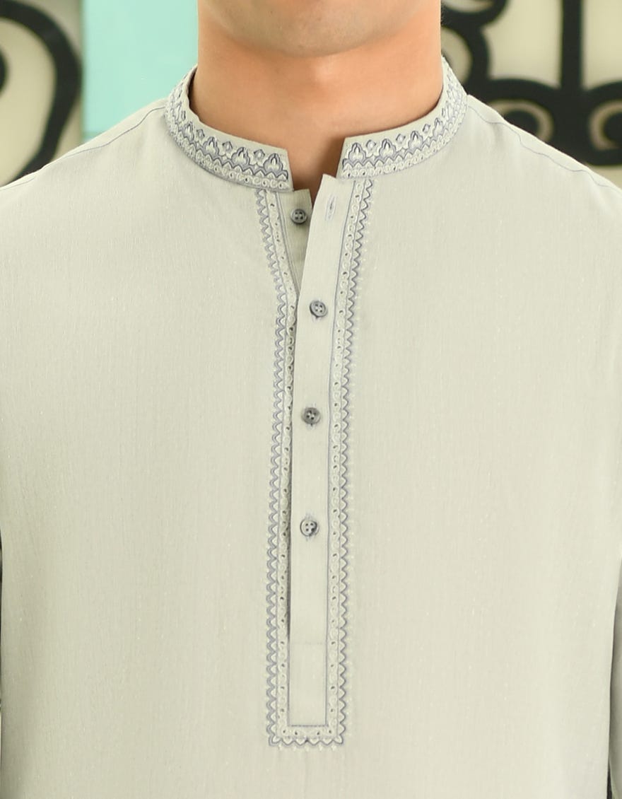 SMOKE GREY BLENDED KAMEEZ SHALWAR | JTKS-S-46230