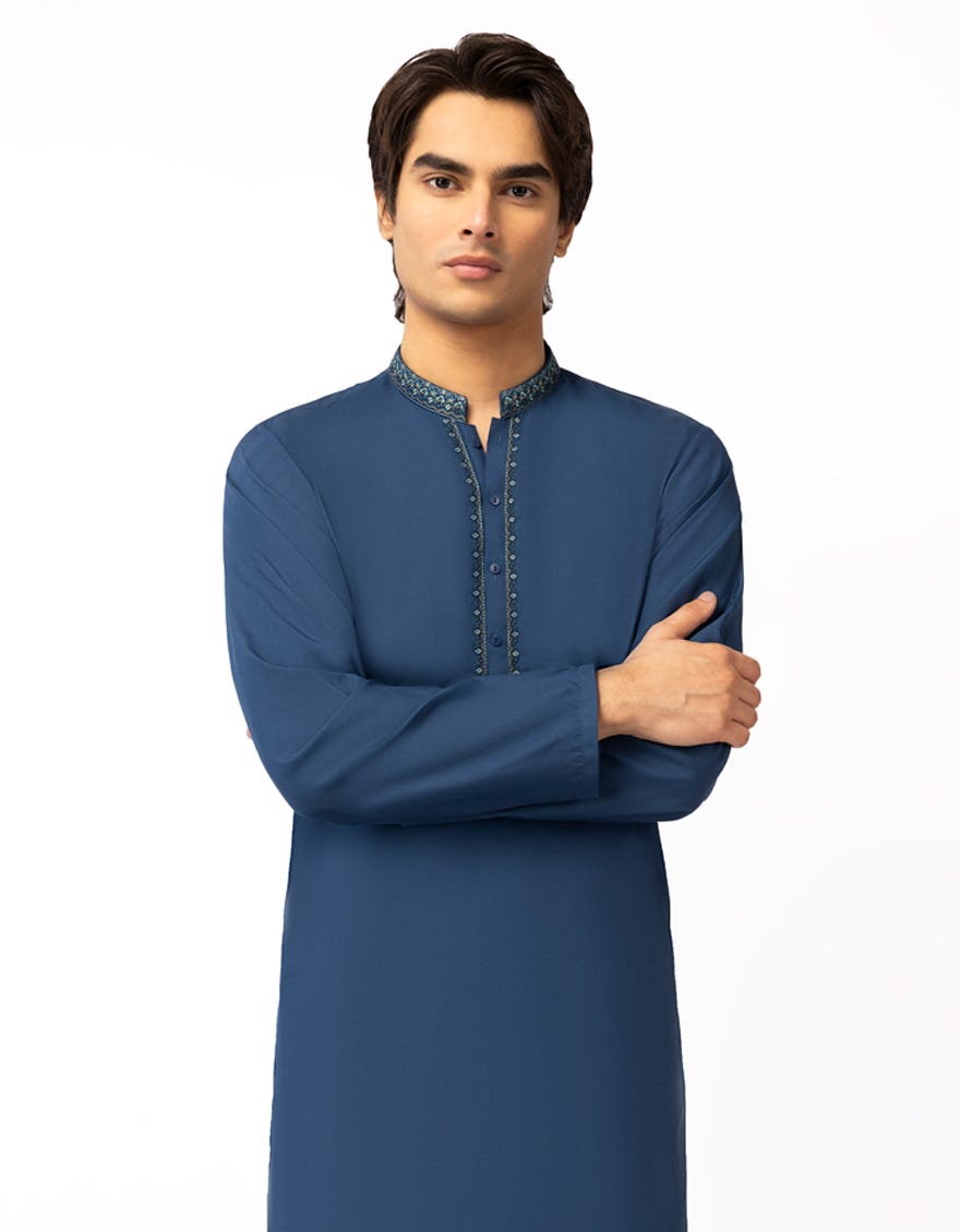 BLUE SEMI-FORMAL KURTA TROUSERS