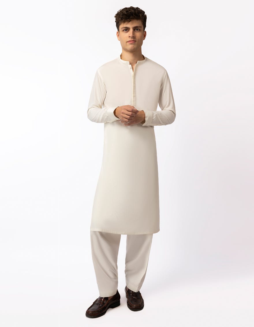 CREAM SEMI-FORMAL KAMEEZ SHALWAR