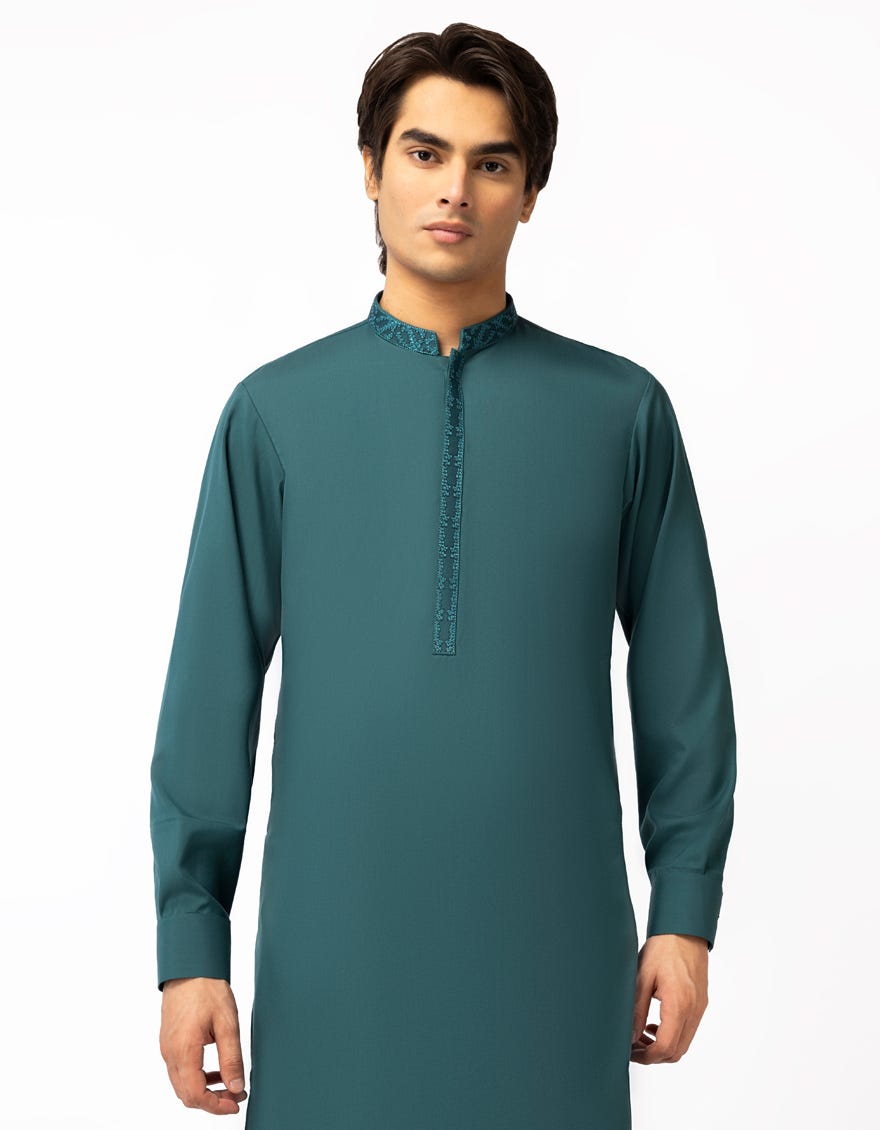 GREEN SEMI-FORMAL KURTA TROUSERS
