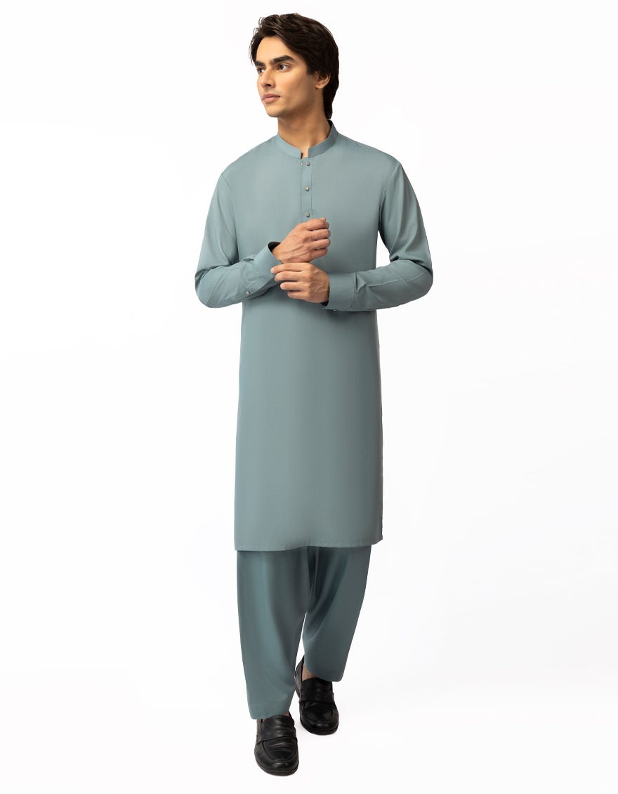 TEAL GREEN PLAIN KAMEEZ SHALWAR