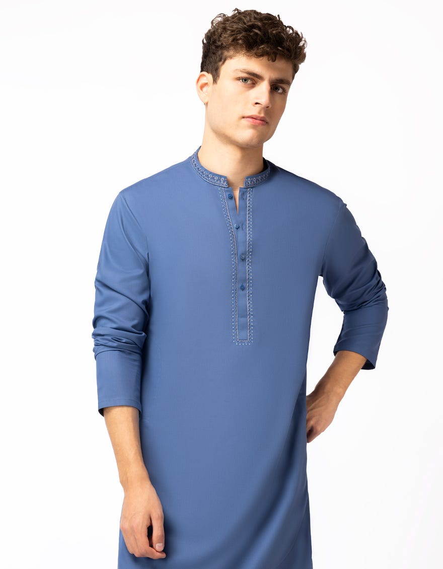 BLUE SEMI-FORMAL KAMEEZ SHALWAR
