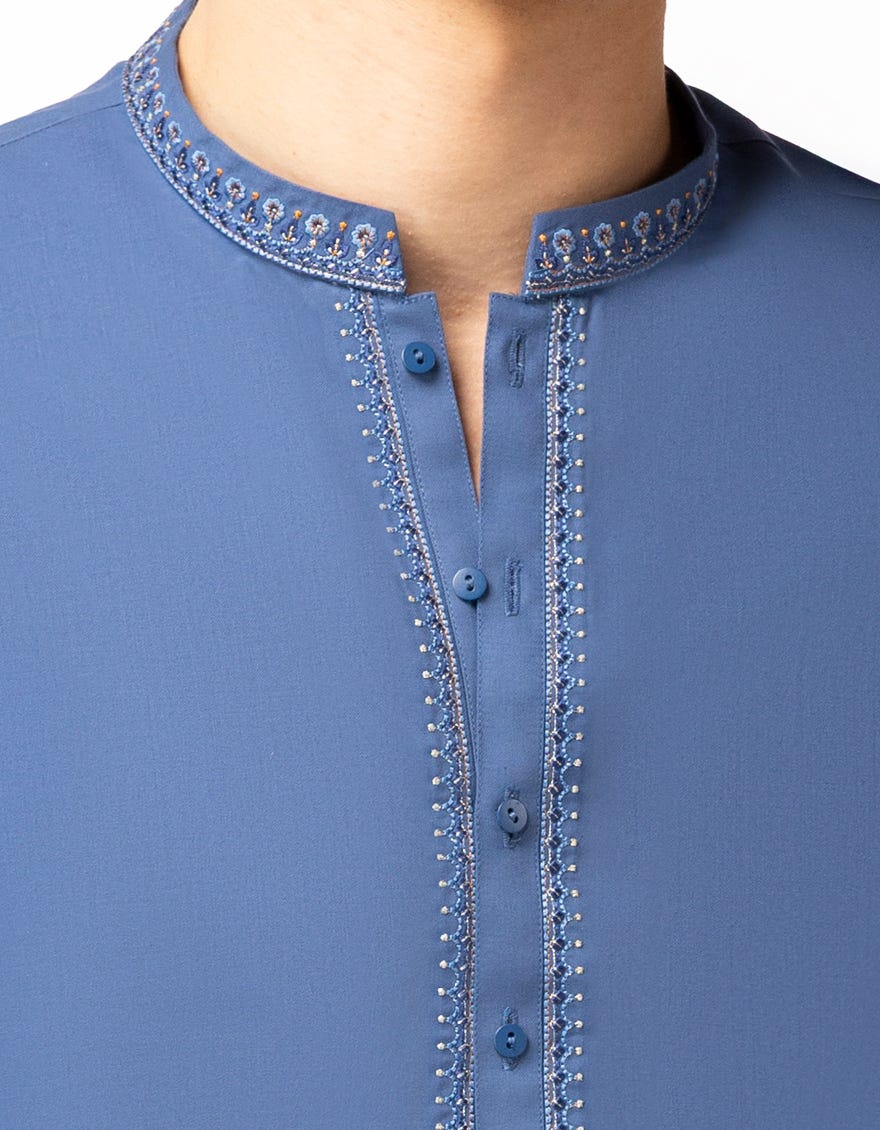 BLUE SEMI-FORMAL KURTA TROUSERS
