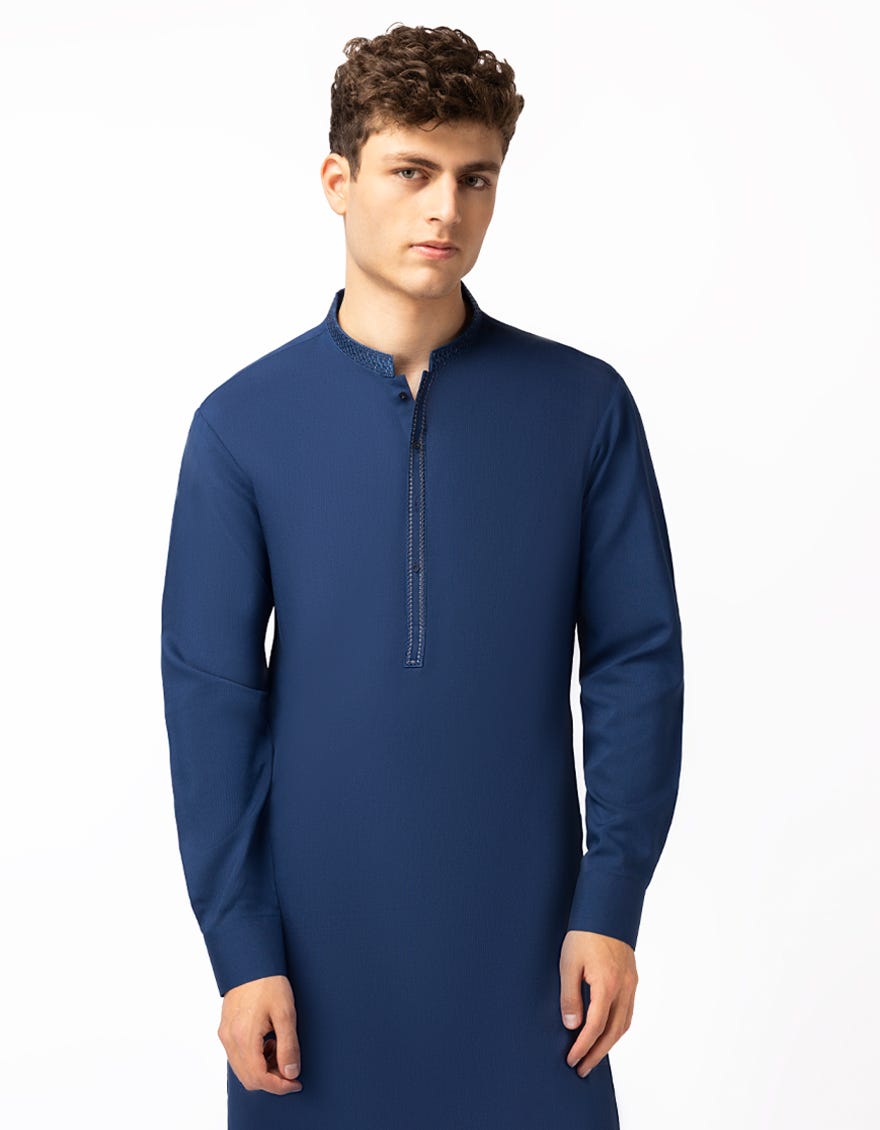 NAVY BLUE SEMI-FORMAL KURTA TROUSERS