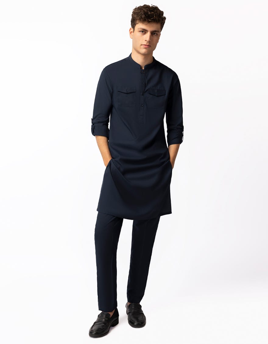 NAVY BLUE CASUAL KURTA TROUSERS