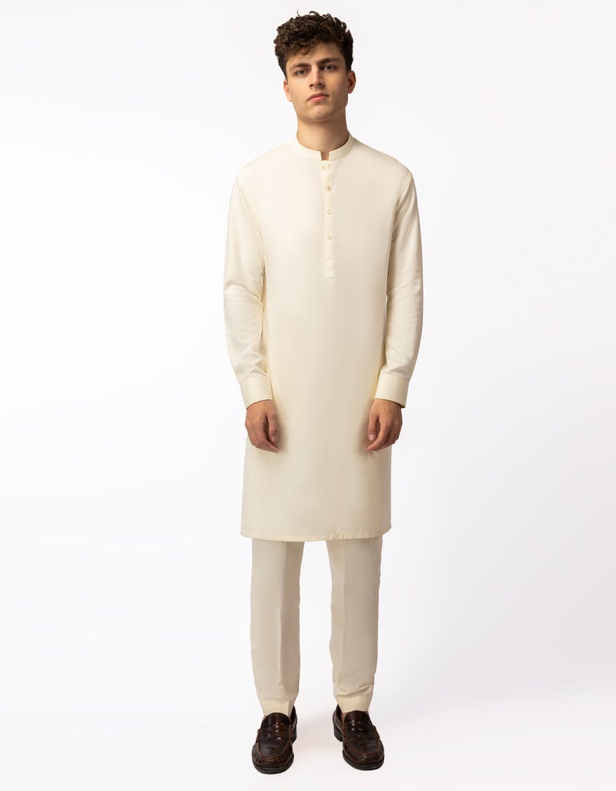 CREAM CASUAL KURTA TROUSERS