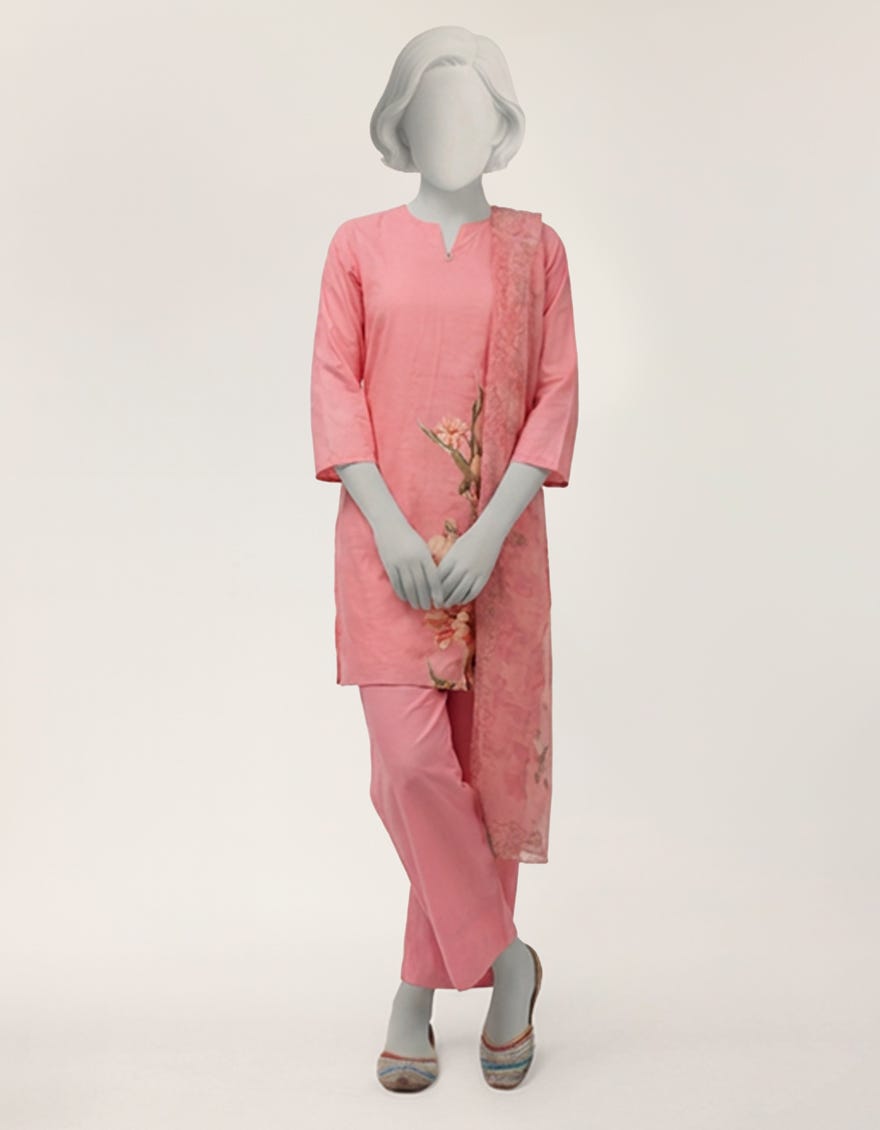 PINK DOBBY DIGITAL PRINTED STITCHED 3PC
