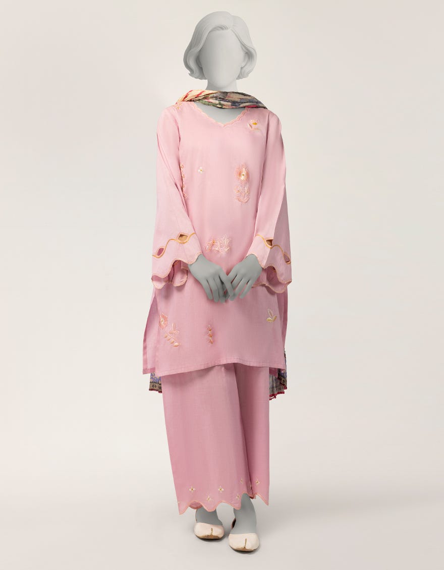 PINK LAWN EMBROIDERED 3PC STITCHED