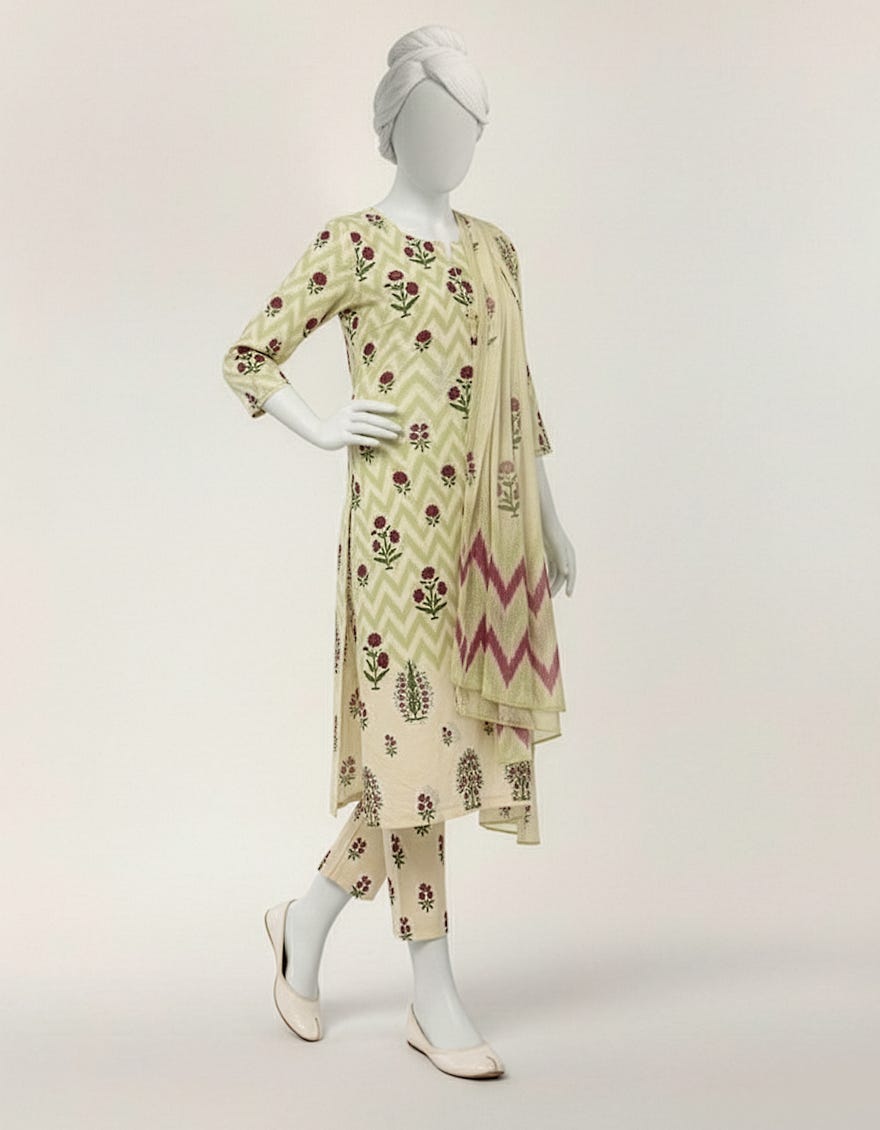 MULTICOLOR LAWN PRINTED STITCHED 3PC