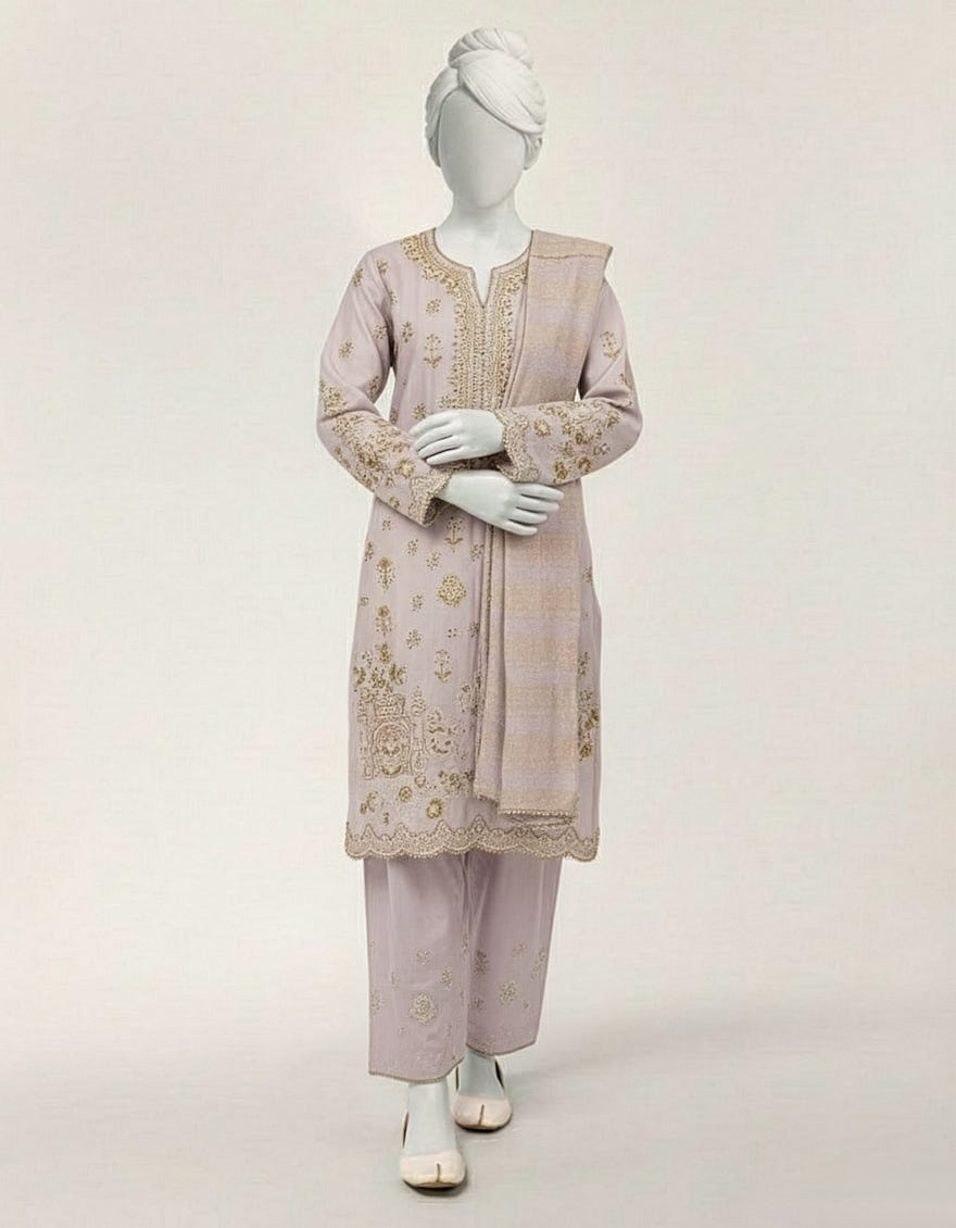 LILAC LAWN EMBROIDERED STITCHED 3PC