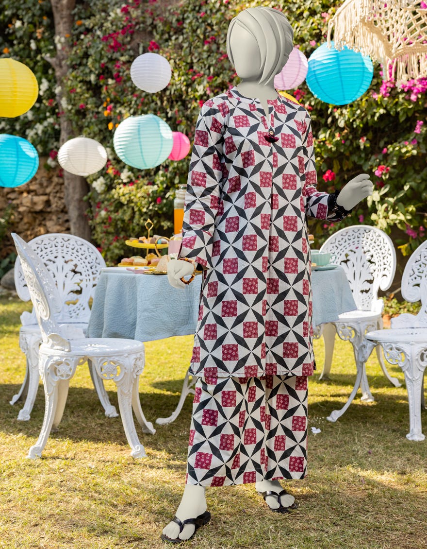OFF WHITE LAWN PRINTED KURTA
