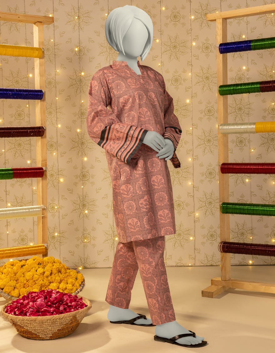 PINK LAWN PRINTED KURTA
