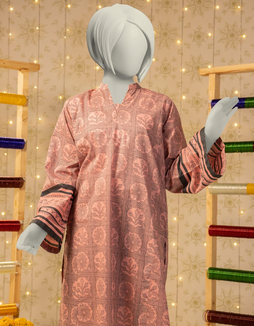 PINK LAWN PRINTED KURTA