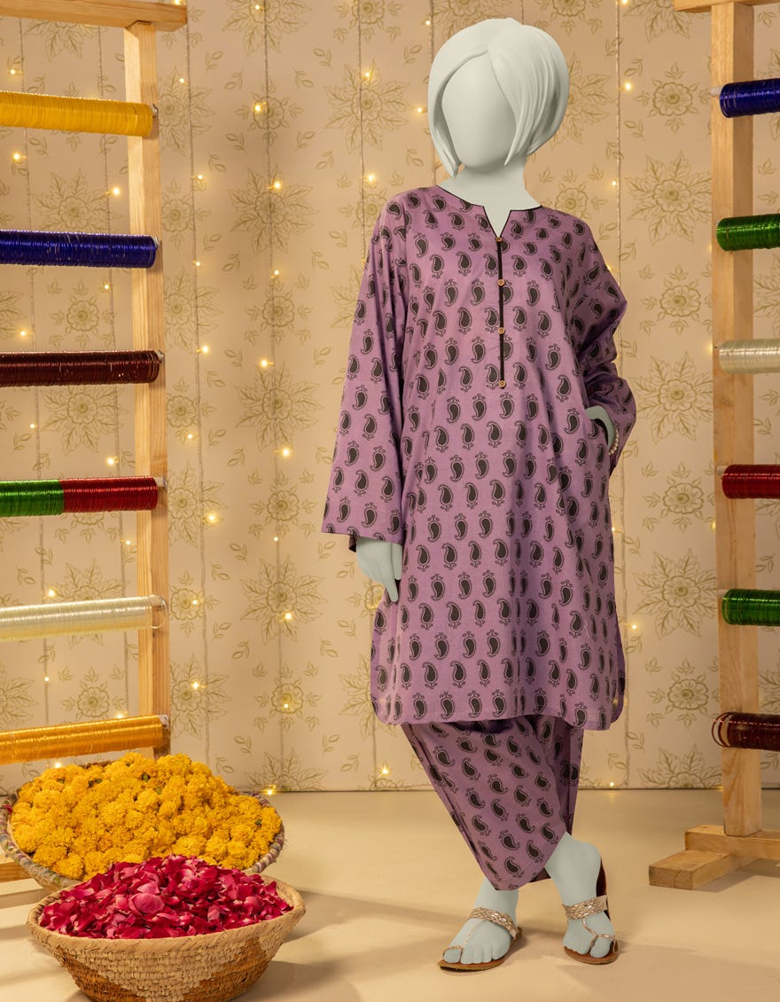 PURPLE LAWN PRINTED KURTA