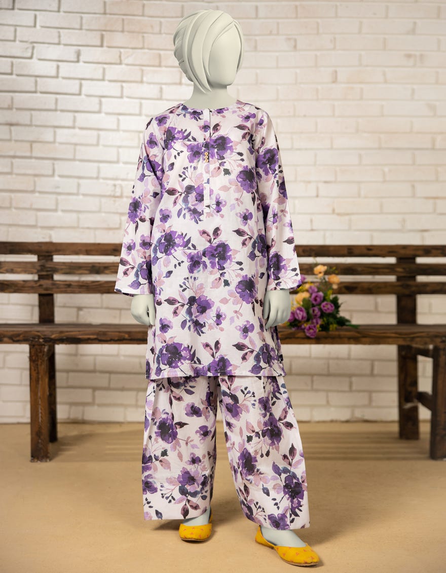 PURPLE LAWN PRINTED KURTA