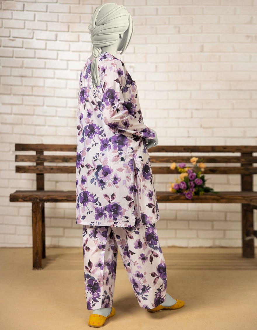 PURPLE LAWN PRINTED KURTA
