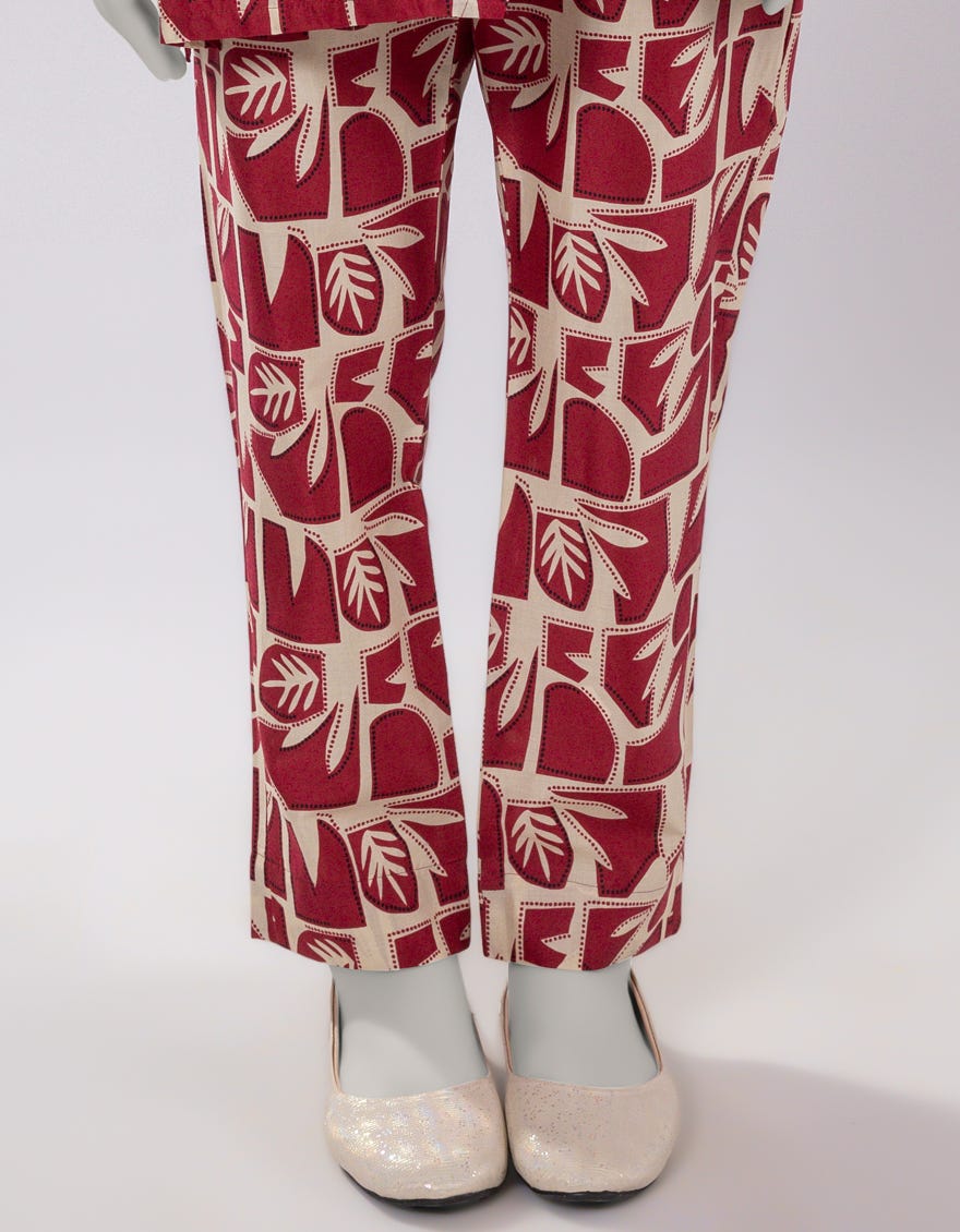 RED LAWN PRINTED TROUSERS