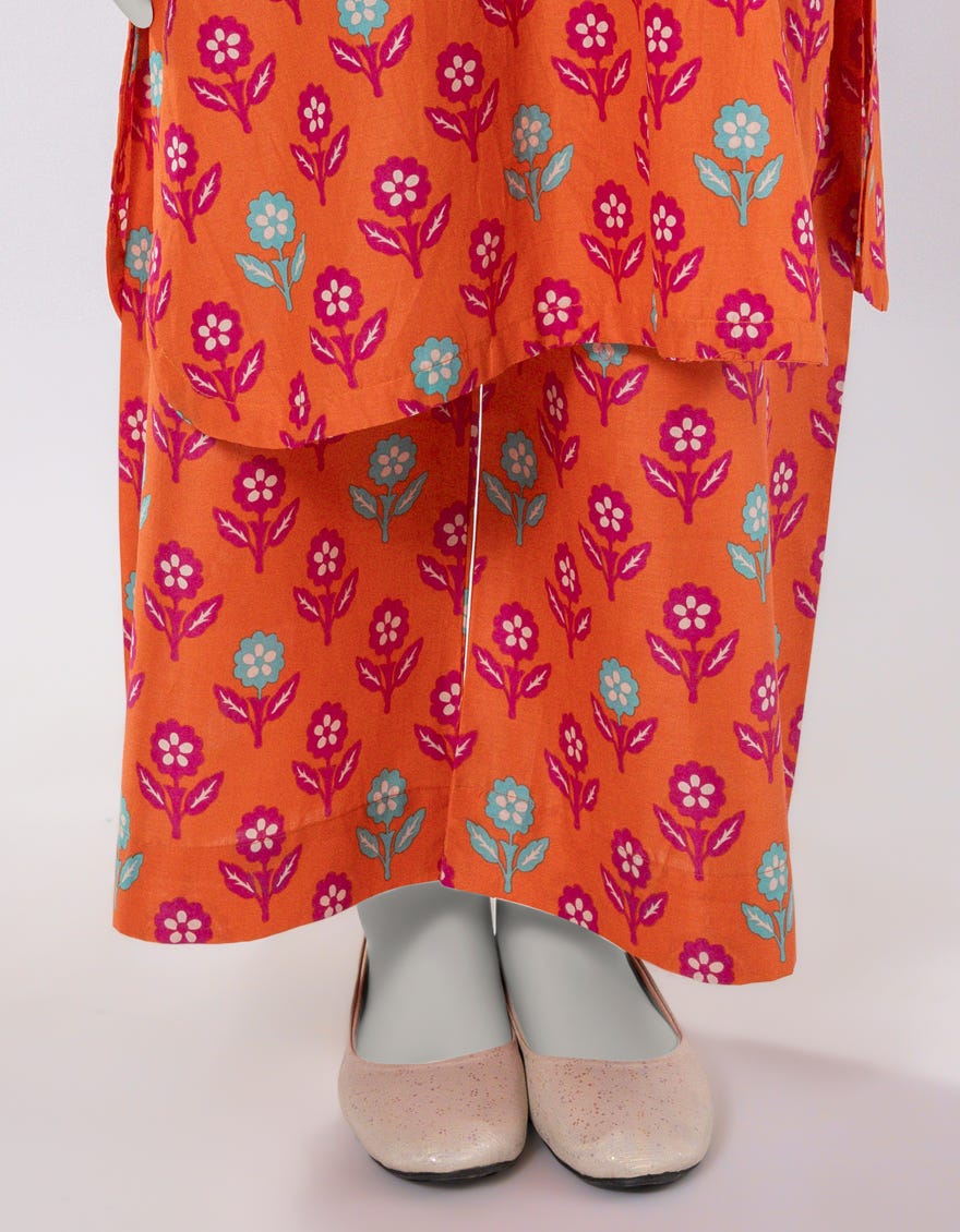 ORANGE LAWN PRINTED TROUSERS