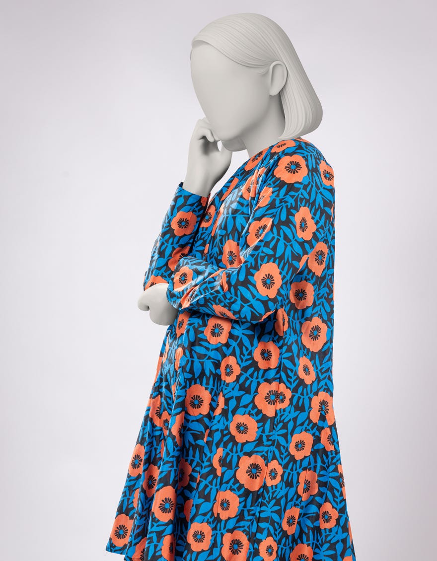 BLUE LAWN PRINTED KURTA