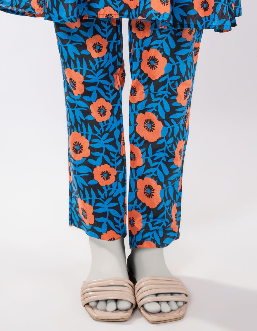 BLUE LAWN PRINTED TROUSERS