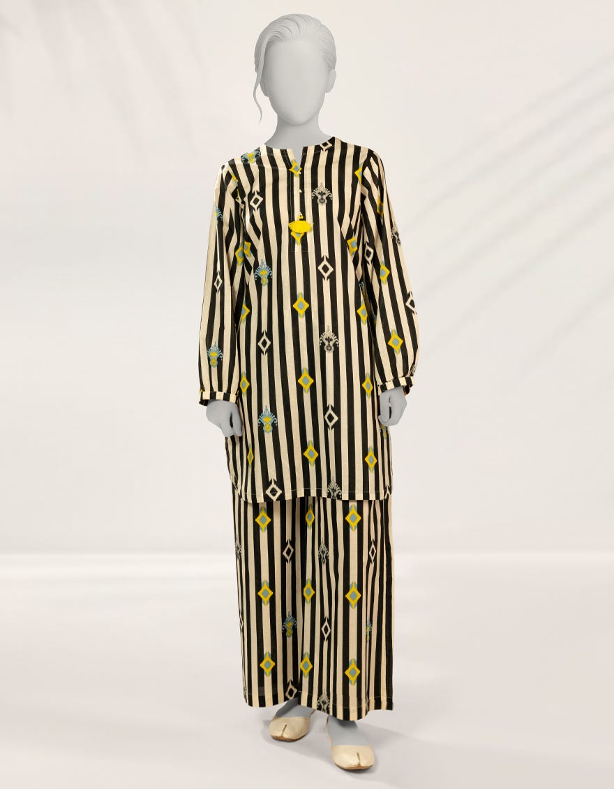 OFF WHITE PRINTED LAWN KURTA
