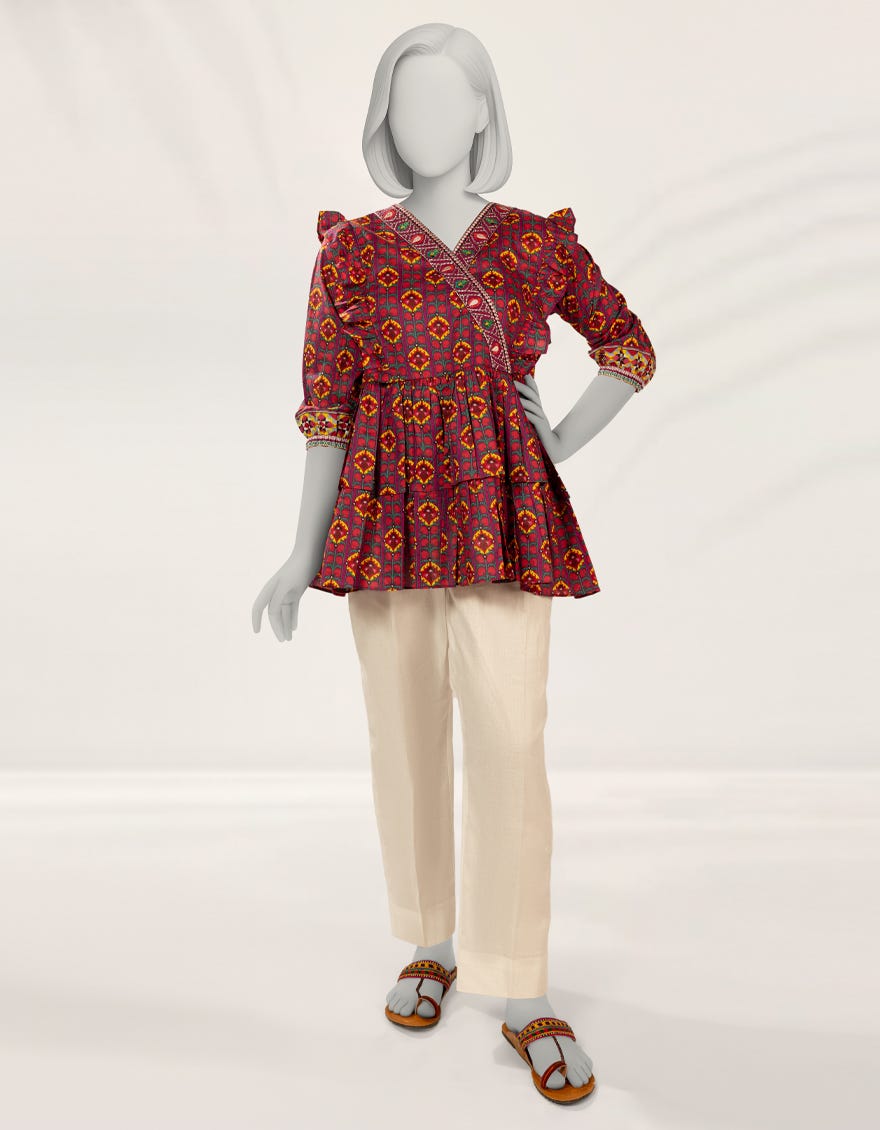 PURPLE EMBROIDERED RAW SILK KURTA