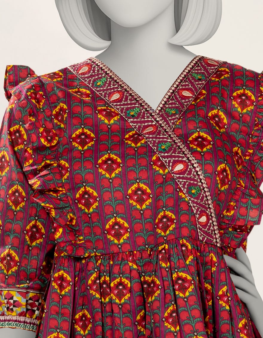 PURPLE EMBROIDERED RAW SILK KURTA
