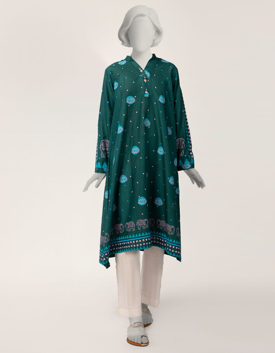 GREEN LAWN PRINTED KURTA