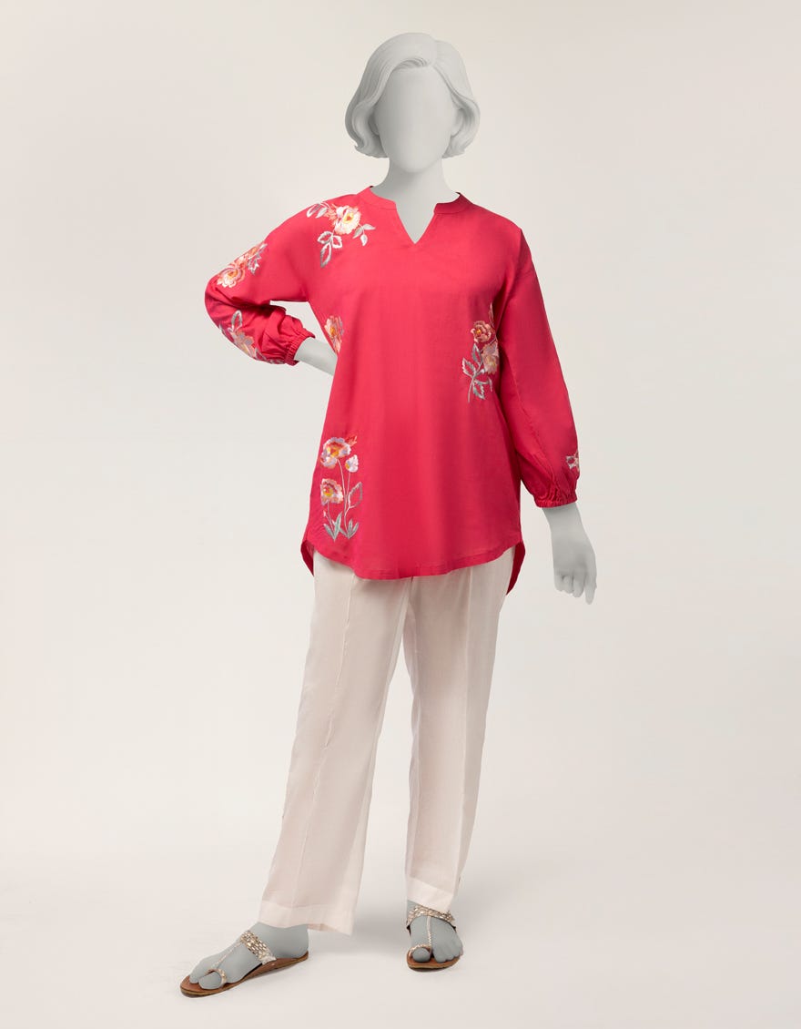 PINK LAWN EMBROIDERED SHIRT