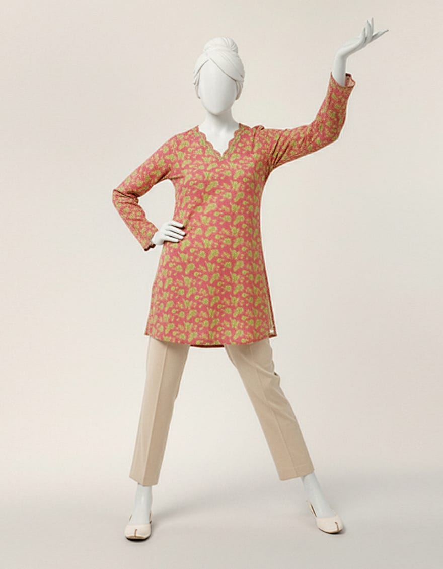 PINK LAWN EMBROIDERED KURTA