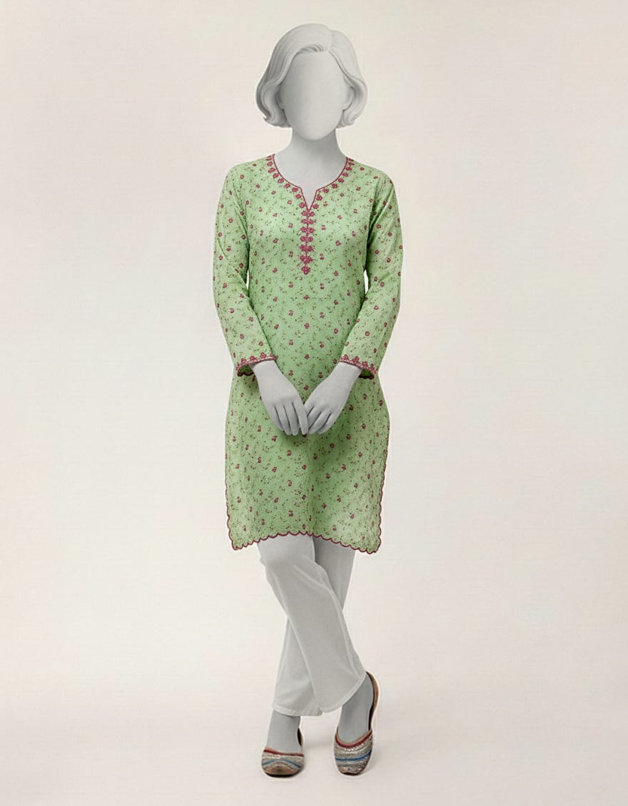 GREEN LAWN EMBROIDERED KURTA