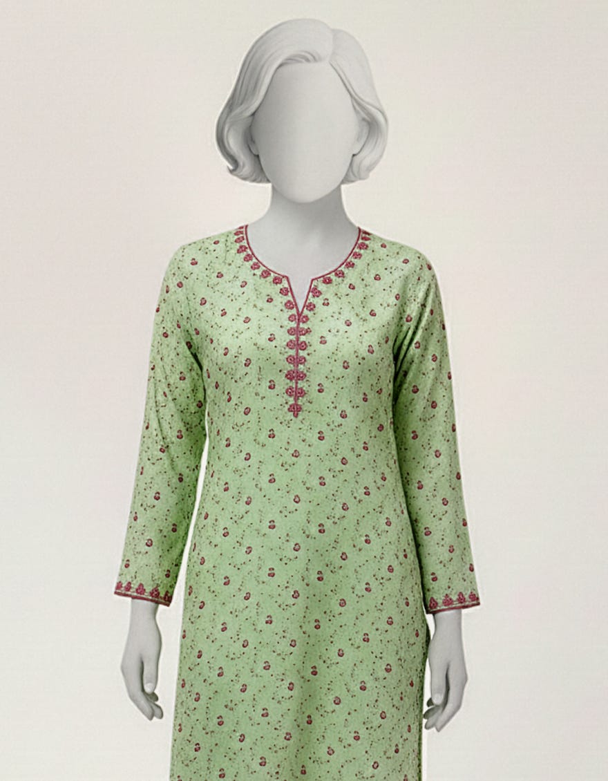 GREEN LAWN EMBROIDERED KURTA