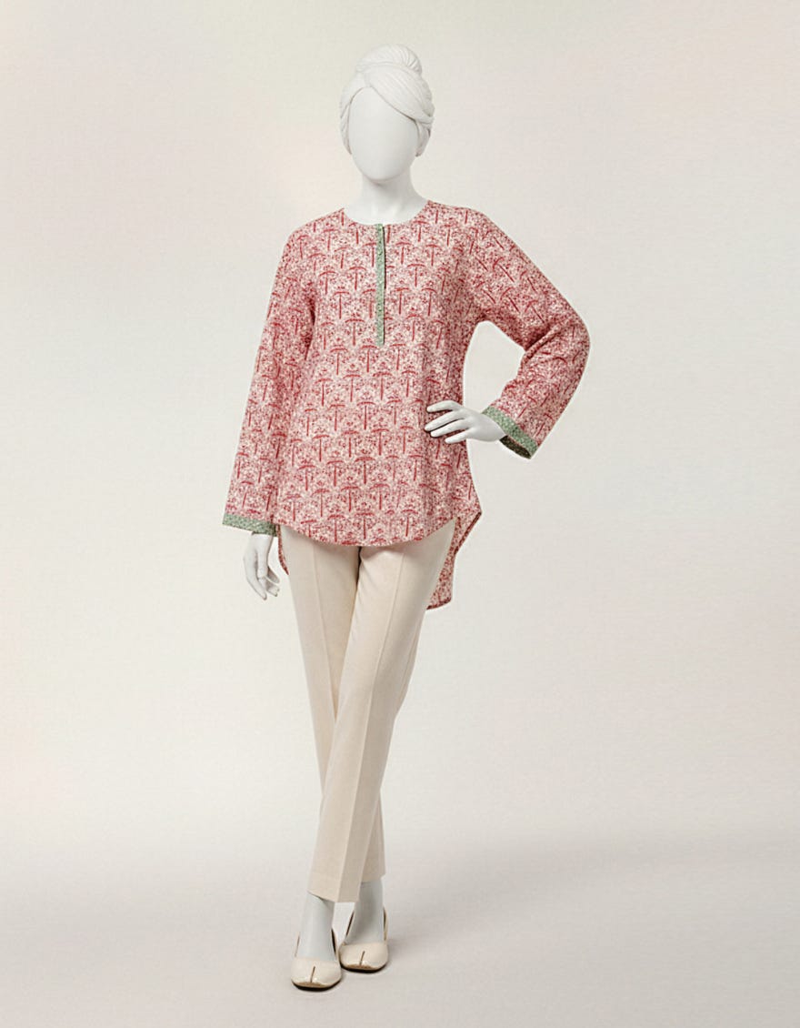 WHITE LAWN EMBROIDERED KURTA