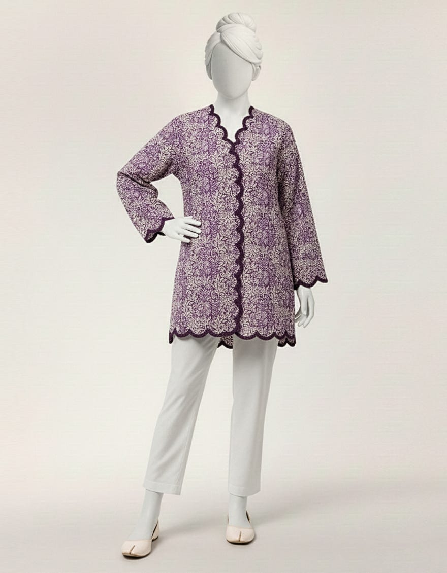 PURPLE LAWN EMBROIDERED KURTA