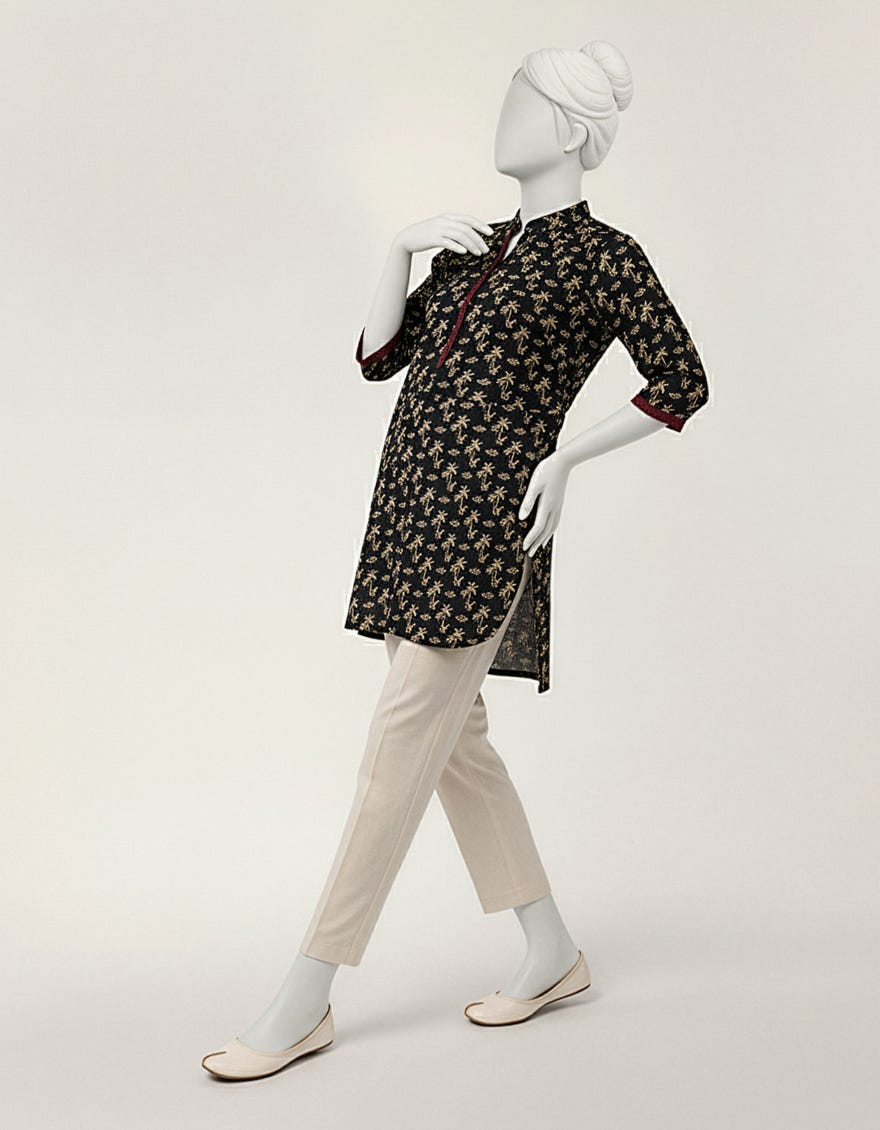 BLUE LAWN EMBROIDERED KURTA