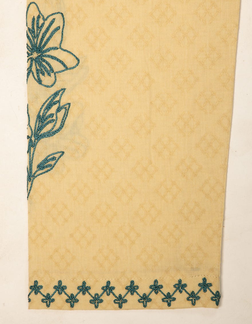 BEIGE TEXTURED EMBROIDERED KURTA