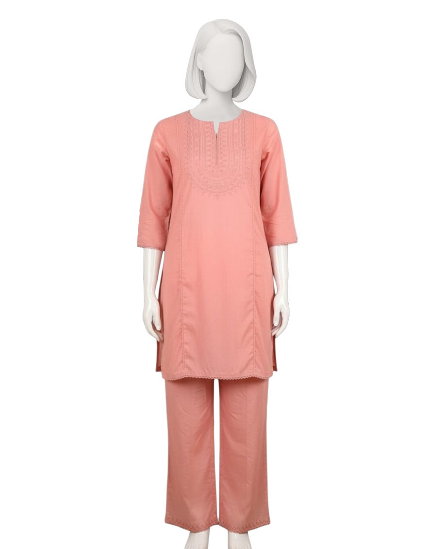 PINK DYED EMBROIDERED 2PC STITCHED
