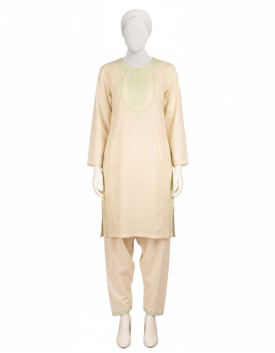 OFF WHITE LAWN EMBROIDERED 2PC STITCHED