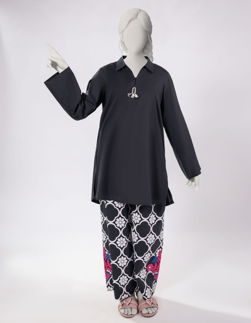 BLACK LAWN EMBROIDERED 2PC STITCHED