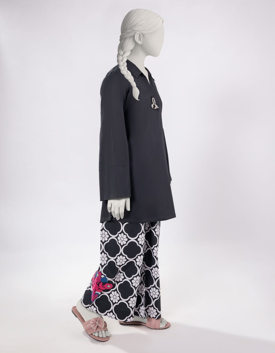 BLACK LAWN EMBROIDERED 2PC STITCHED