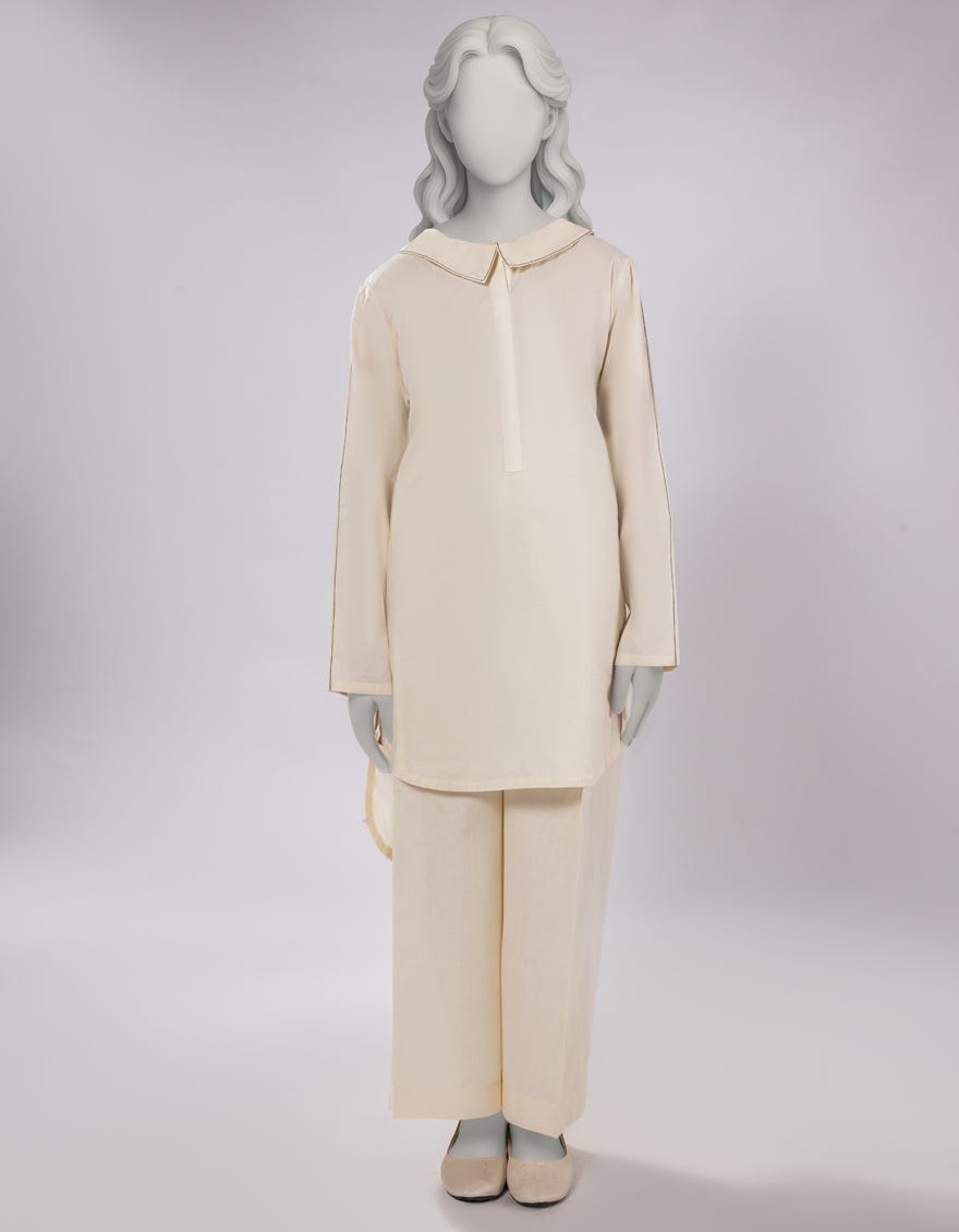 CREAM LAWN DYED 2PC STITCHED