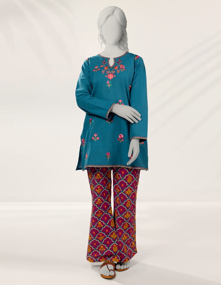 Kadder Color BLUE EMBROIDERED KHADDAR 2PC STITCHED – J.