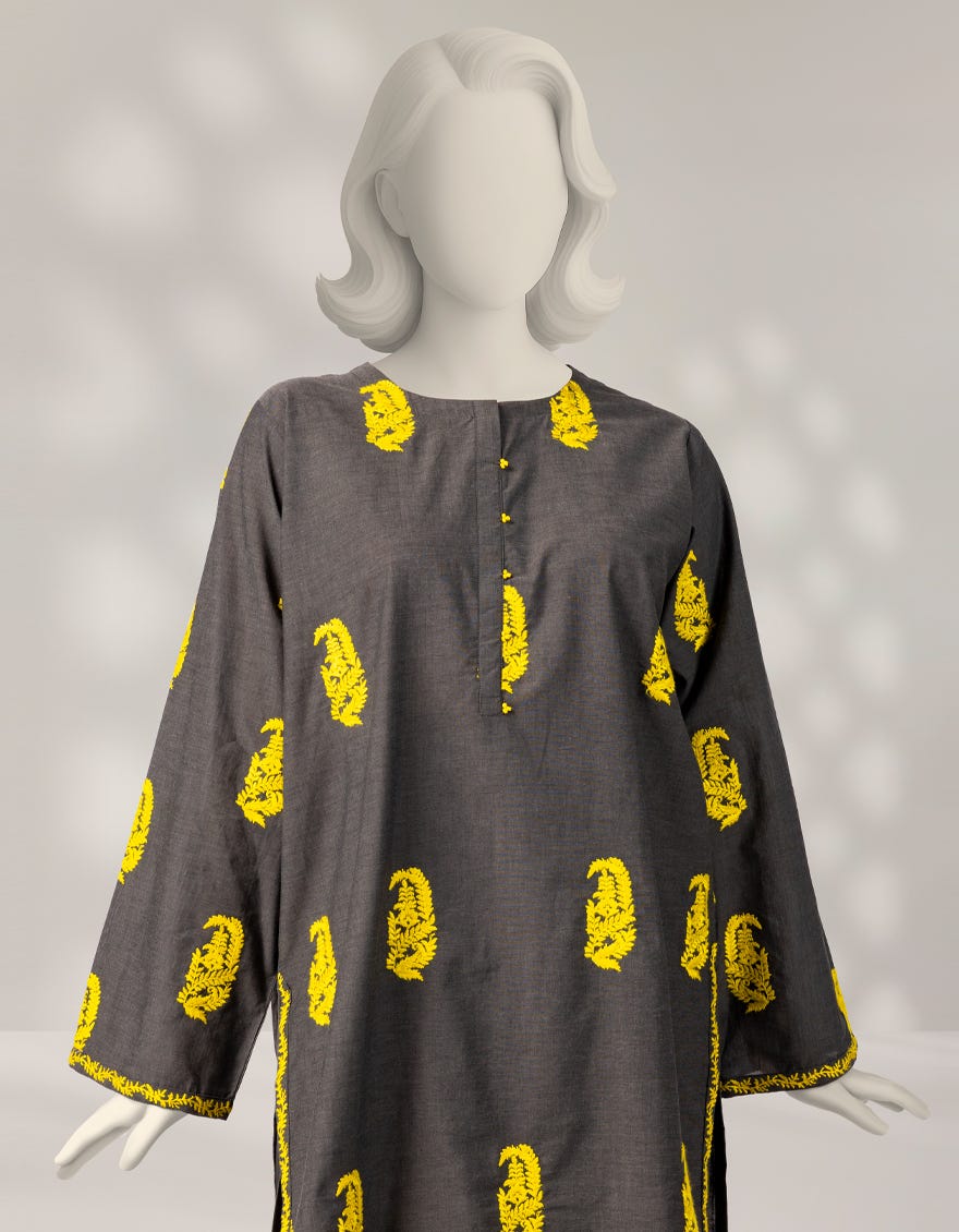 GREY CHAMBRAY EMBROIDERED 2PC STITCHED