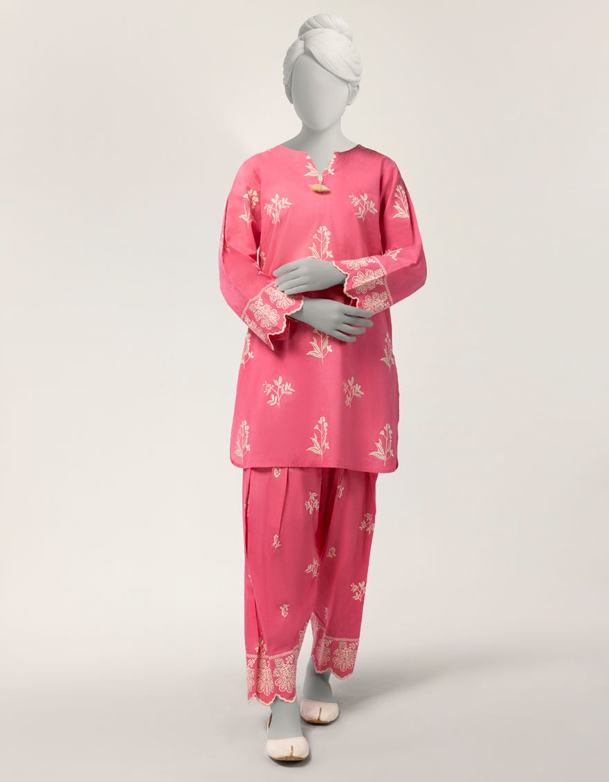 PINK LAWN PRINTED 2PC STITCHED