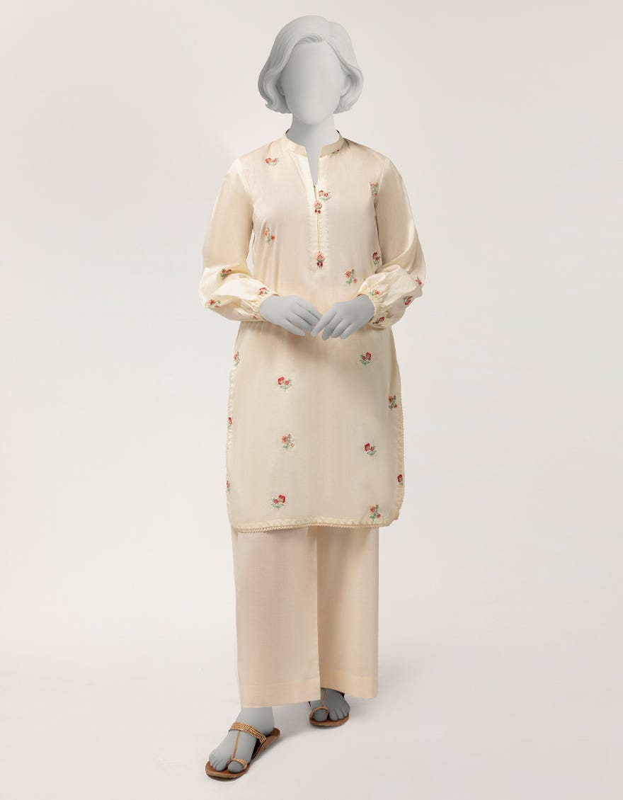 OFF WHITE LAWN EMBROIDERED 2PC STITCHED