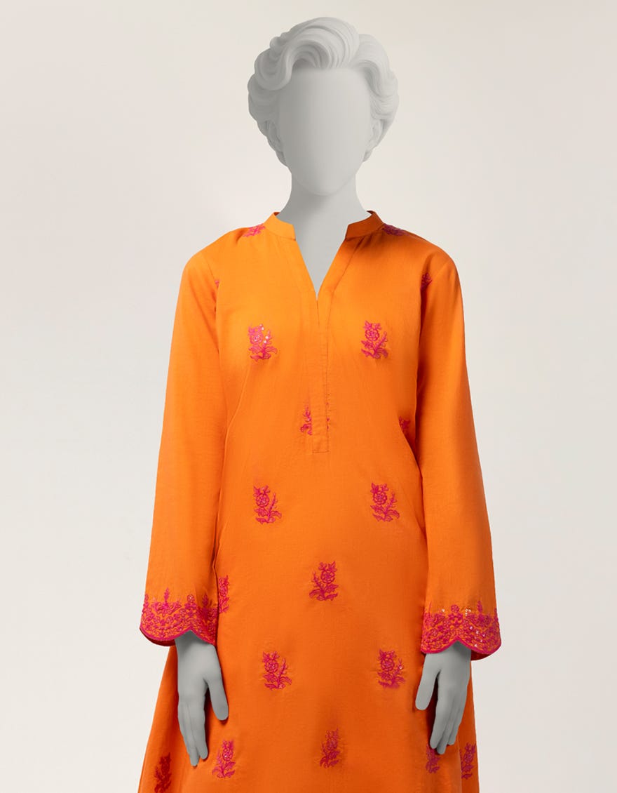 ORANGE LAWN EMBROIDERED 2PC STITCHED