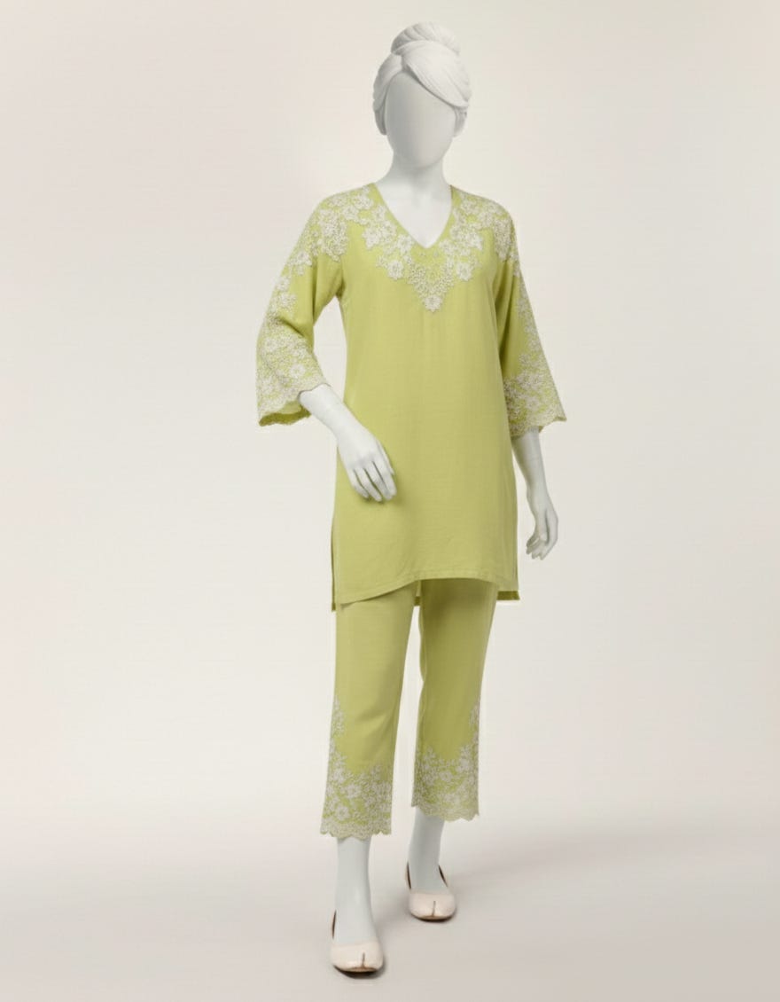 GREEN LAWN EMBROIDERED STITCHED 2PC