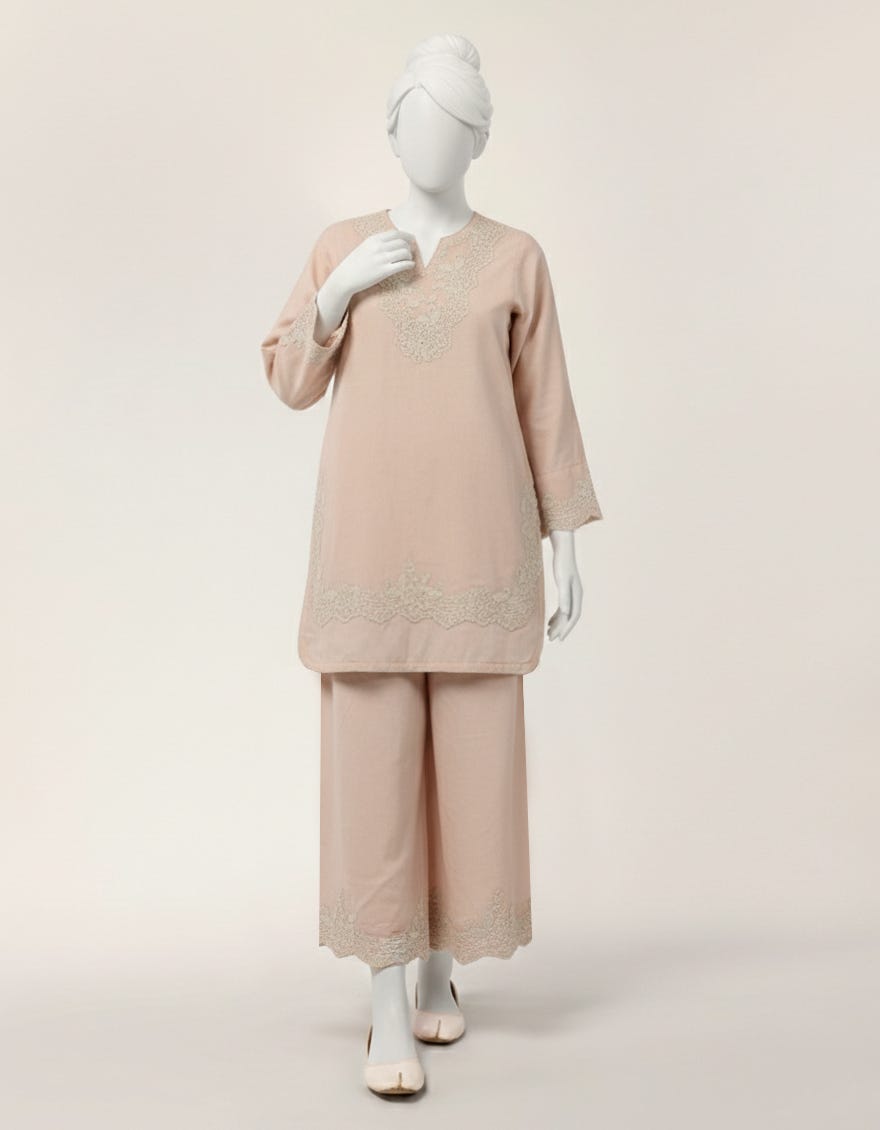 PINK LAWN EMBROIDERED STITCHED 2PC
